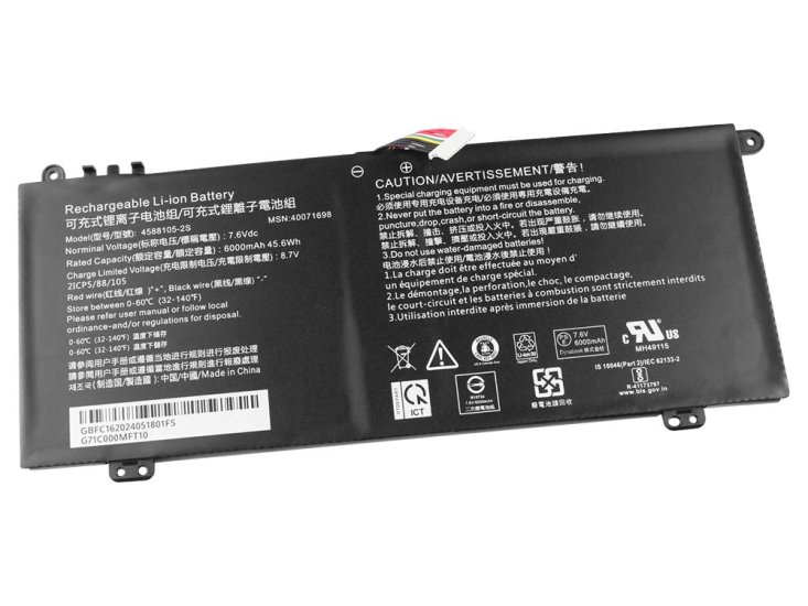 Bateria Toshiba 4588105-2S 40071698 6000mAh 45.6Wh  Clique na imagem para fechar