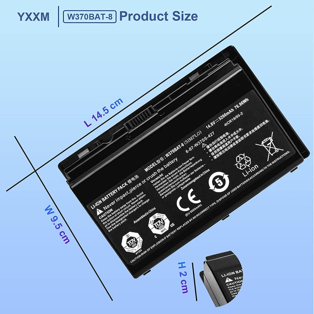 5200mAh Bateria Clevo 6-87-W37SS-427