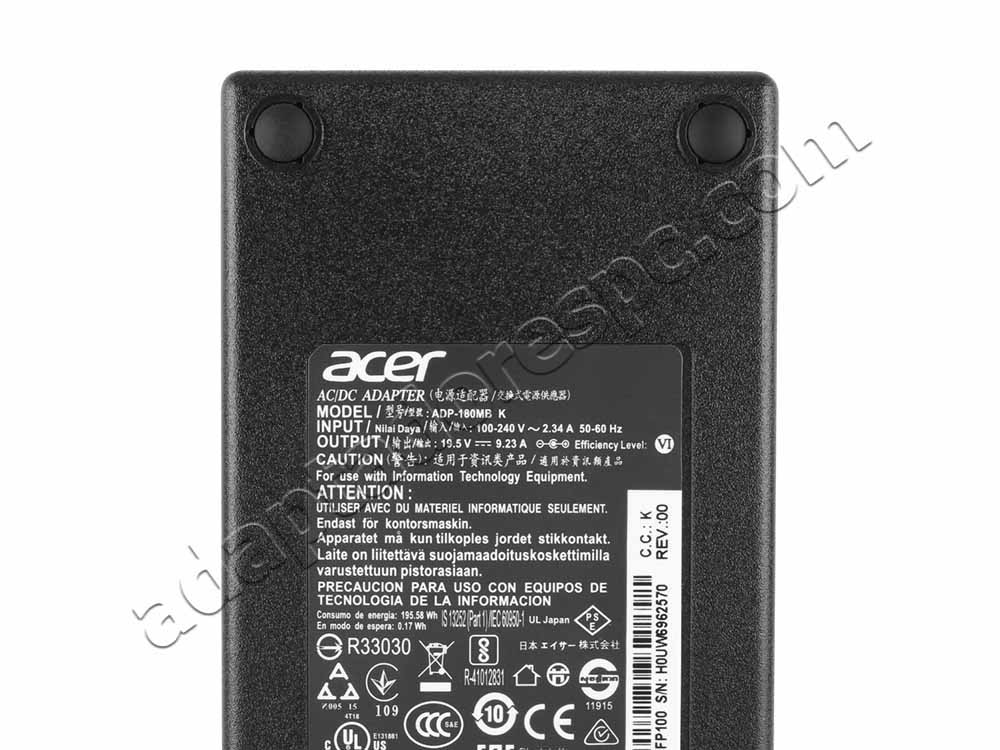 Original 180W Acer Predator Helios 300 G3-572-72YF Adaptador AC Carregador