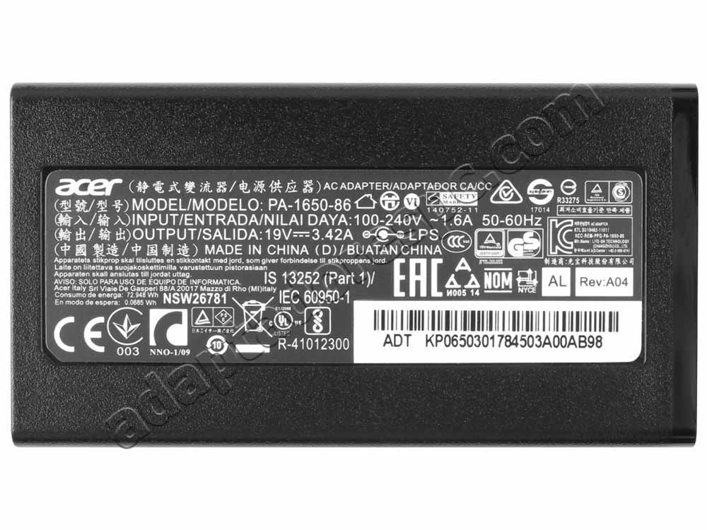 Original 65W Acer Aspire 3 A315-57G Adaptador AC Carregador + Cabo