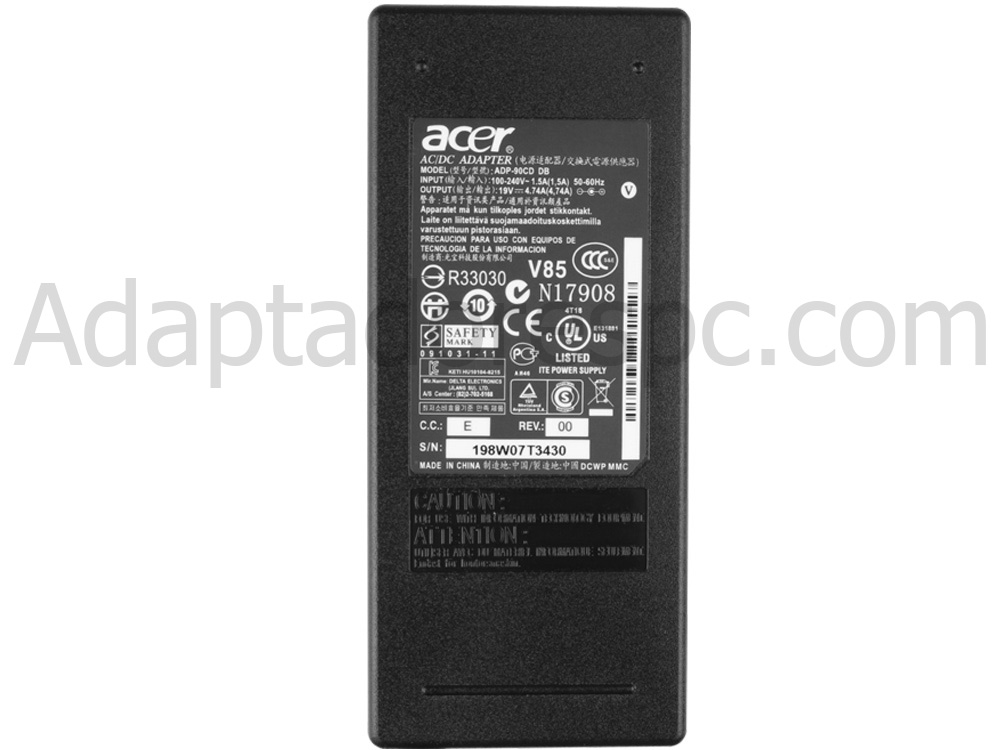 Adaptador AC Carregador Original Acer Aspire E1-531-B9604G50Mnks 90W +Cabo