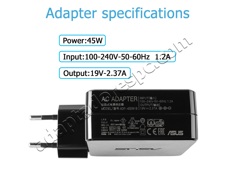 Original 45W Asus 90XB05TN-MPW070 Adaptador AC Carregador