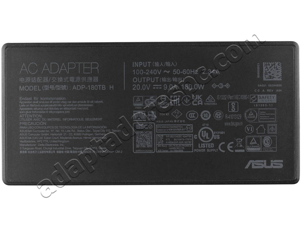 Original 180W Asus TUF F15 FX506LU Adaptador AC Carregador + Cabo