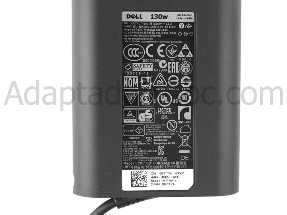 Original 130W Adaptador AC Carregador Dell Precision M2400 M4400 M4500