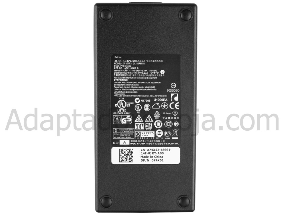 Original 180W Adaptador AC Carregador Dell Precision 7510 P53F M7510 P53F