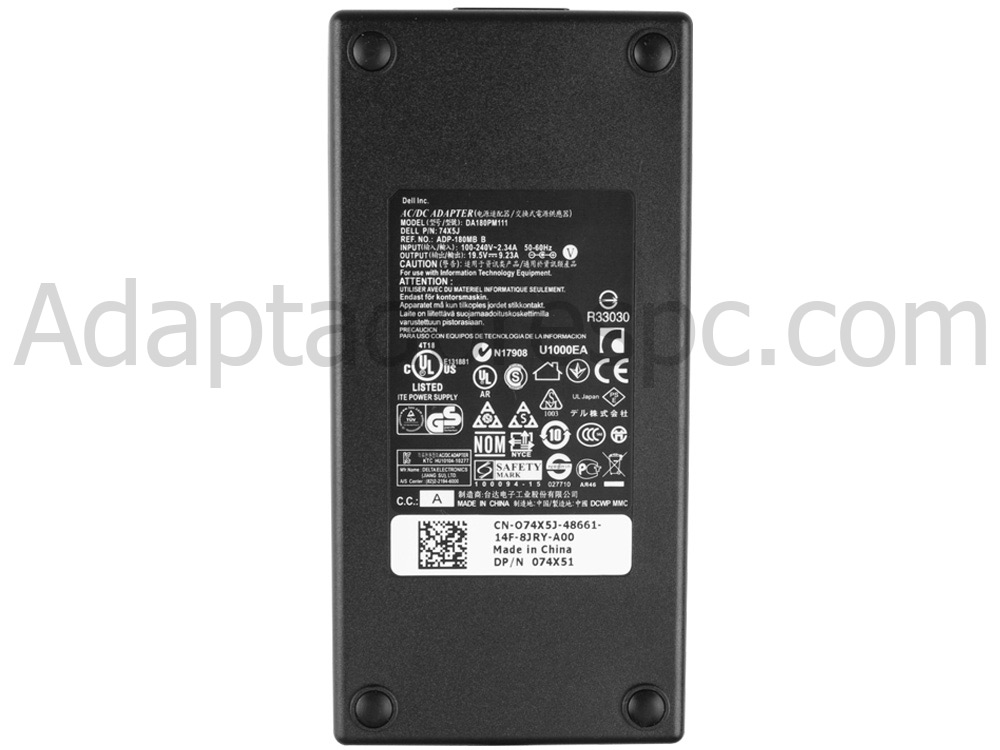 180W Dell 331-1465 Original Adaptador AC Carregador