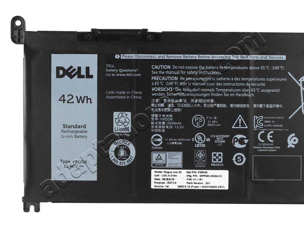 Original 3500mAh 42Wh Bateria Dell Inspiron 14 5481 P93G001