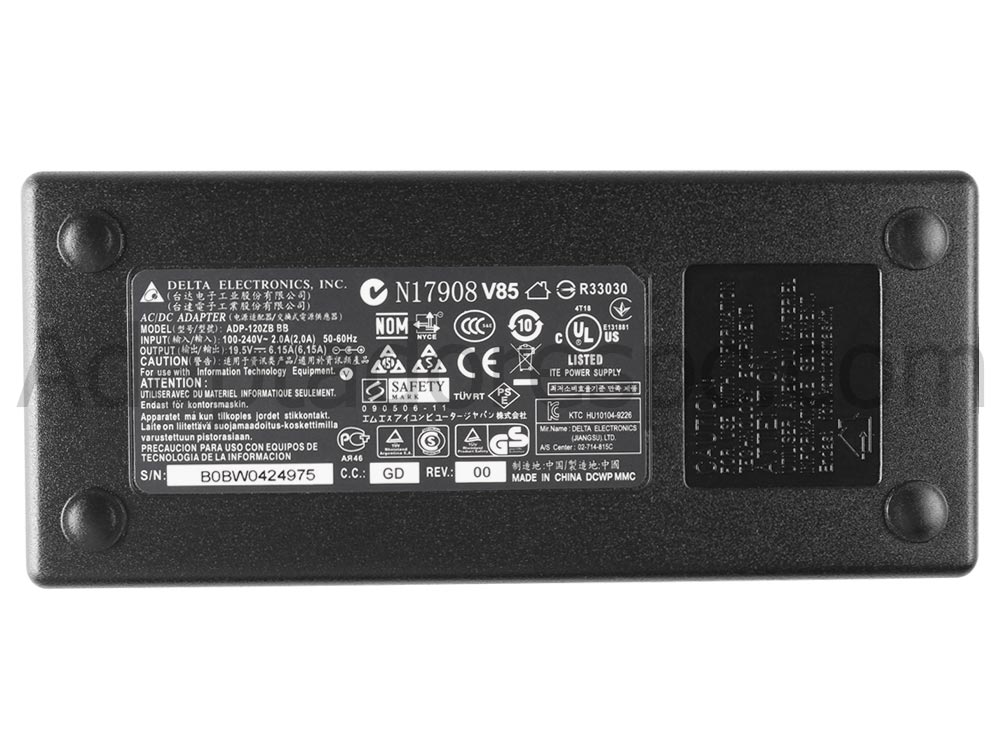 Original 120W Adaptador AC Carregador Clevo W355SDQ WA50SCQ