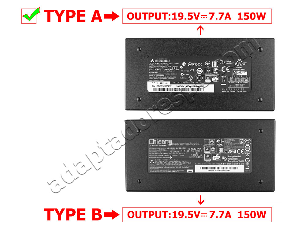 150W MSI S93-0404121-D04 S93-0404140-D04 AC Adaptador Carregador