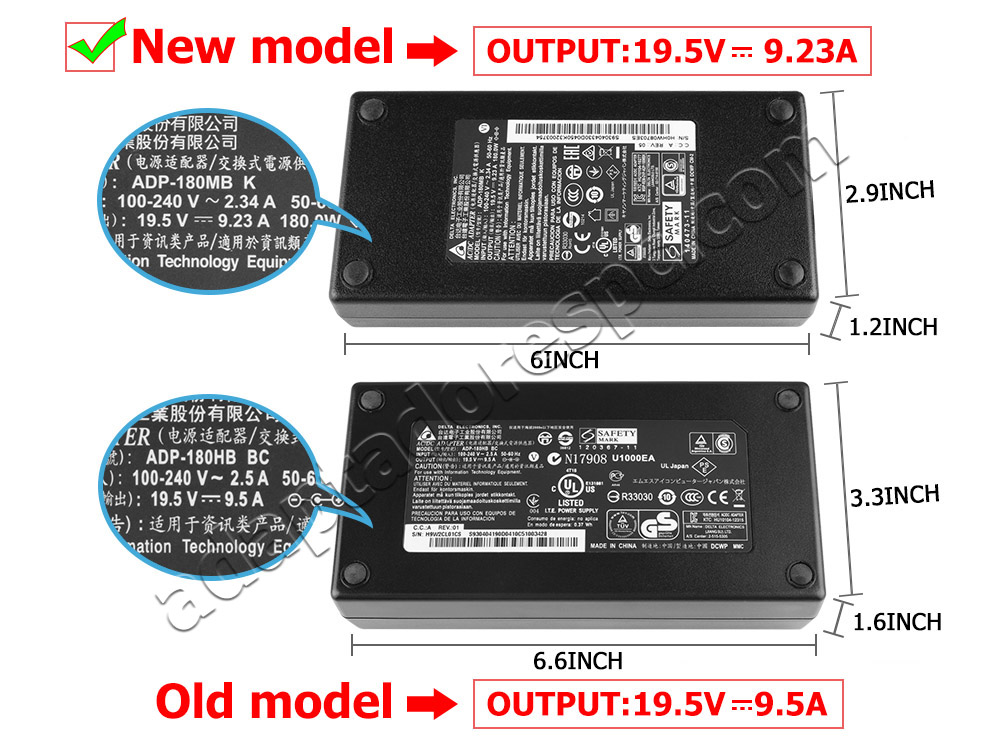 Original 180W Chicony Delta ADP-180TB F Adaptador AC Carregador + Cabo