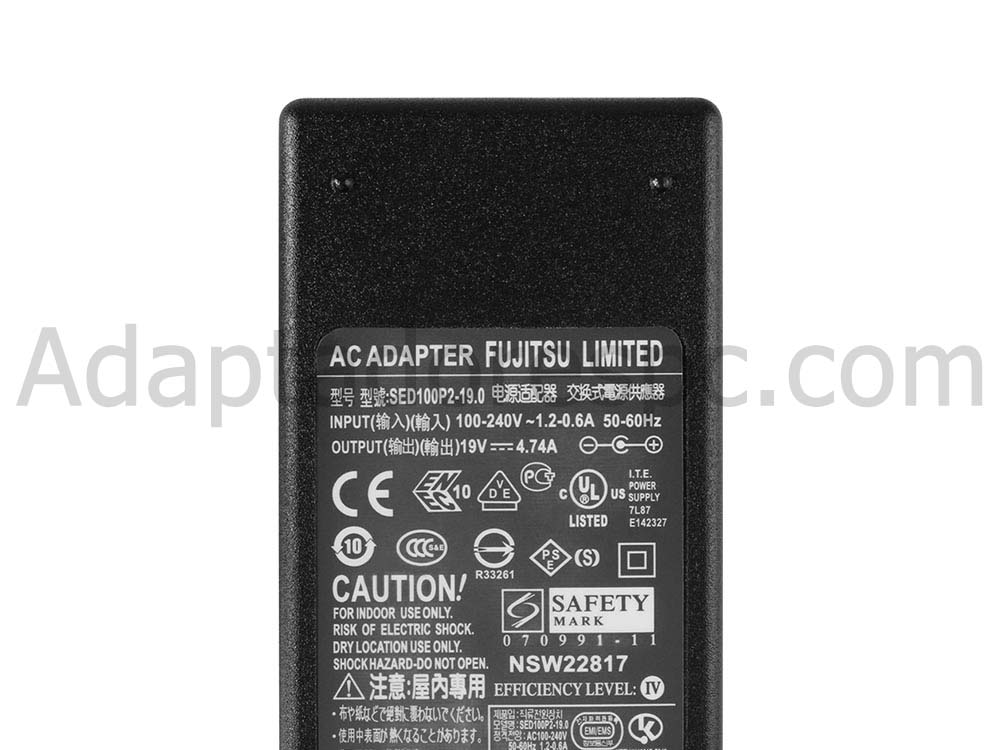 Original 90W Adaptador AC Carregador Fujitsu Lifebook T726 T725