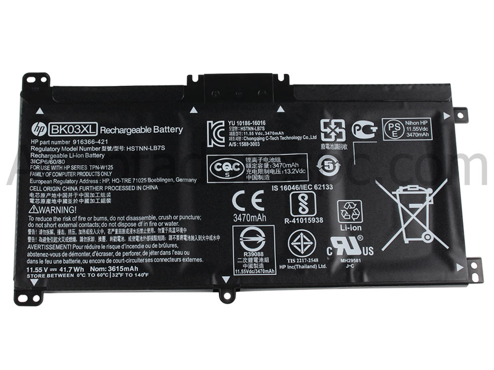 41.7Wh Original Bateria HP BK03XL HSTNN-UB7G TPN-W125