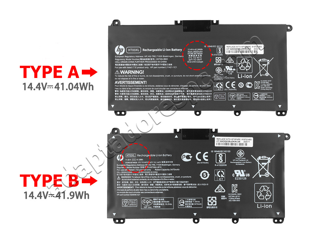 Original Bateria HP HT03XL 3470mAh 41.9Wh