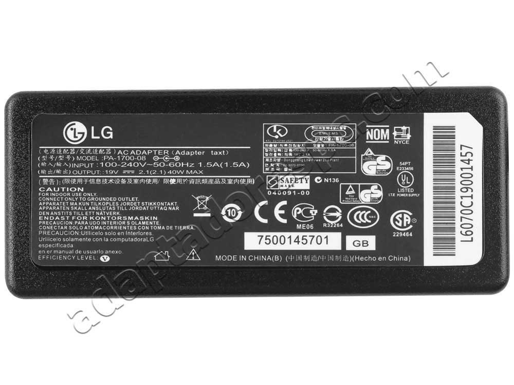 Adaptador AC Carregador Original LG 22MP47HQ 40W + Cabo