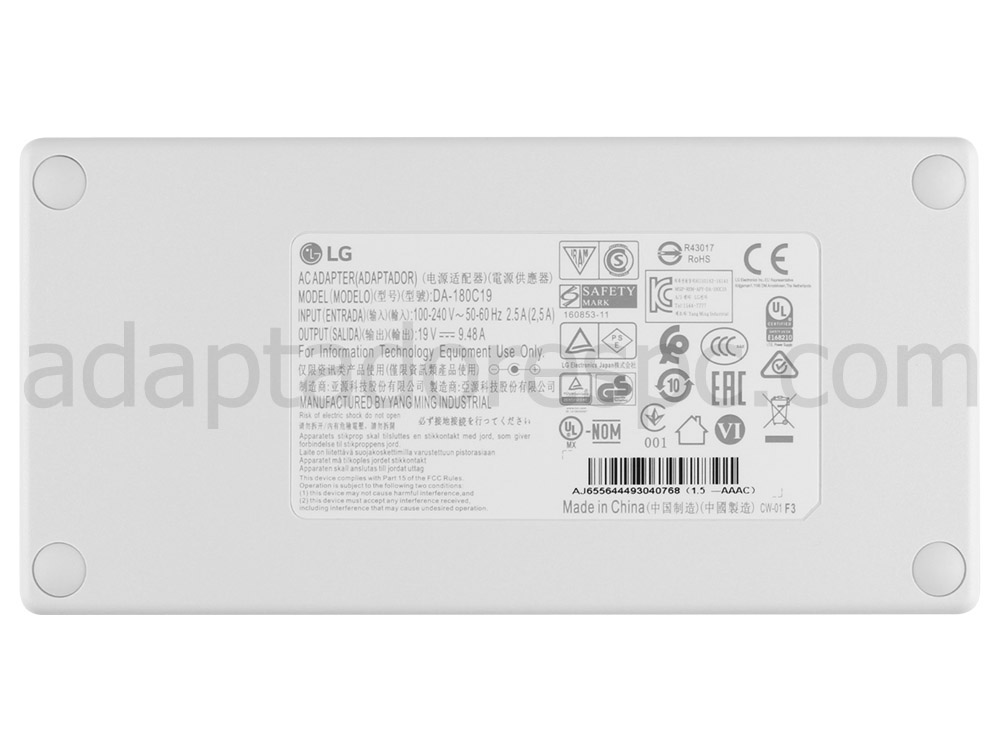 Original 180W LG 32UD99 32UD99-W Adaptador AC Carregador