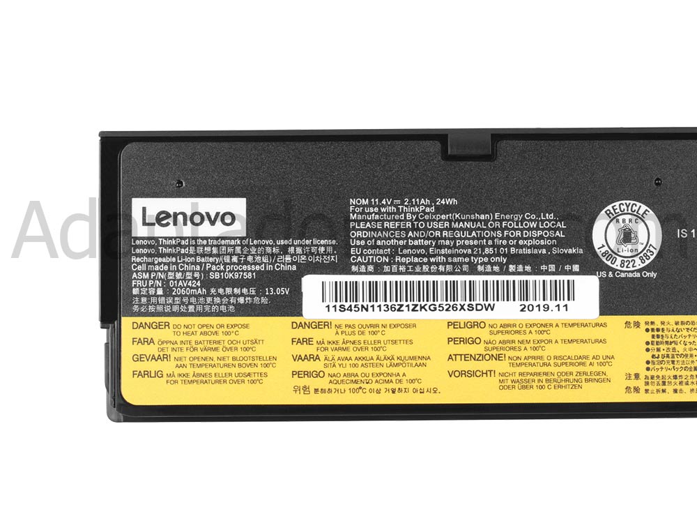 Original 2100mAh 24Wh Bateria Lenovo ThinkPad T470 20JN