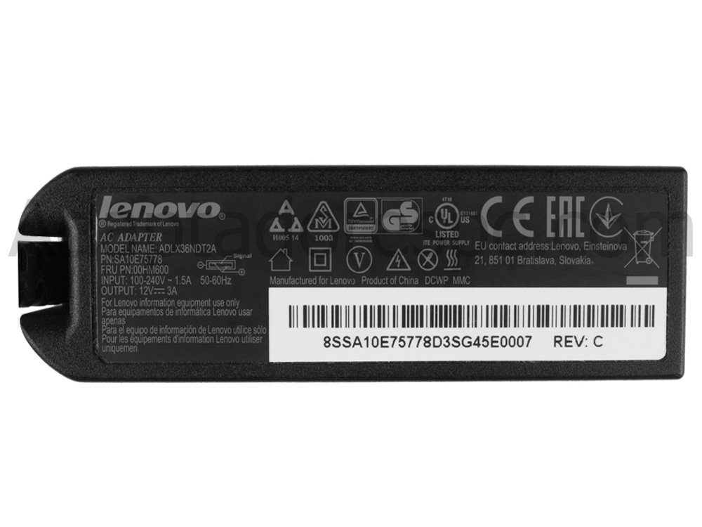 36W Adaptador AC Carregador Lenovo SA10E75778 FRU 00HM600