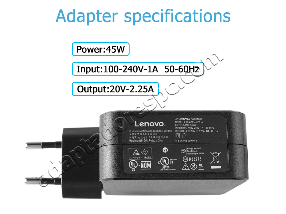 Original 45W Lenovo IdeaPad 330-14IGM 81D0002MUK Adaptador AC Carregador