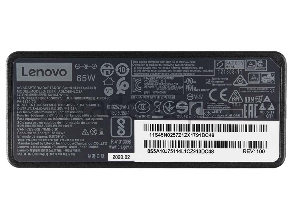 Original 65W Lenovo ADLX65NDC3A ADLX65NLC3A AC Adaptador Carregador