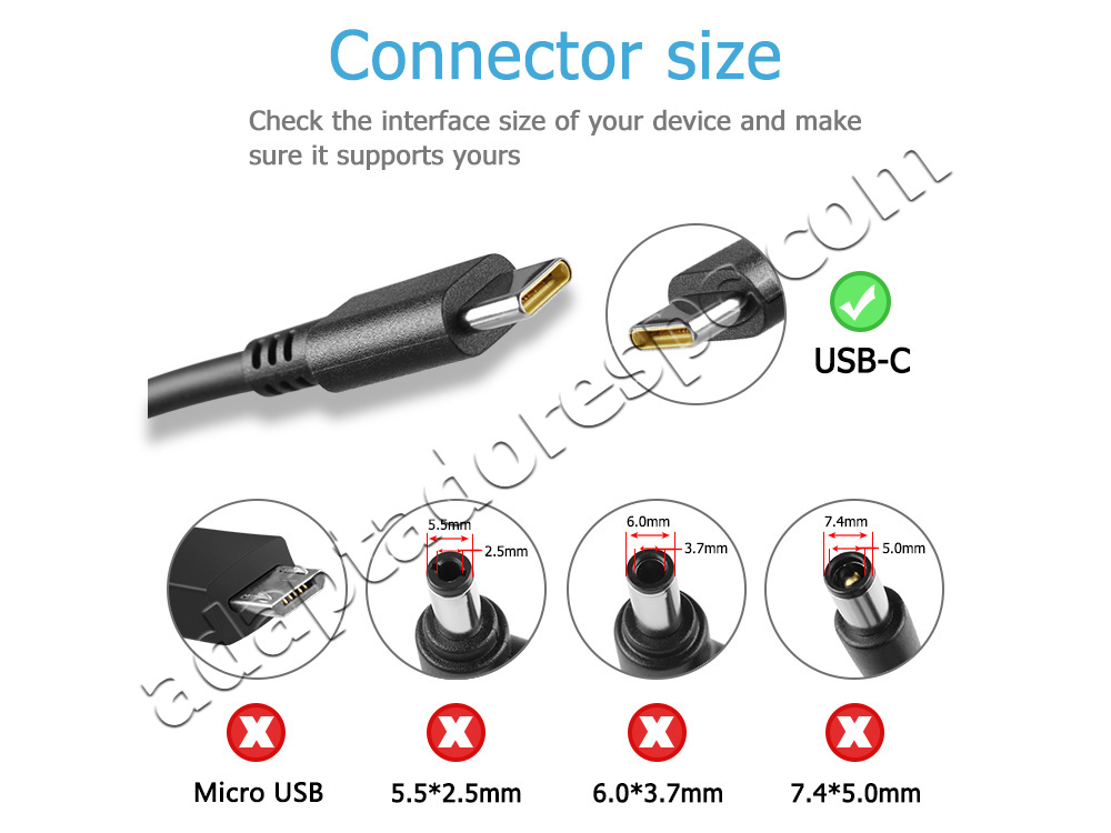 Original Carregador Lenovo 01FR024 3.25A USB-C 65W AC Adaptador