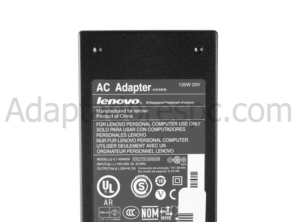 135W Original Adaptador AC Carregador Lenovo ThinkPad T520 4240 4243