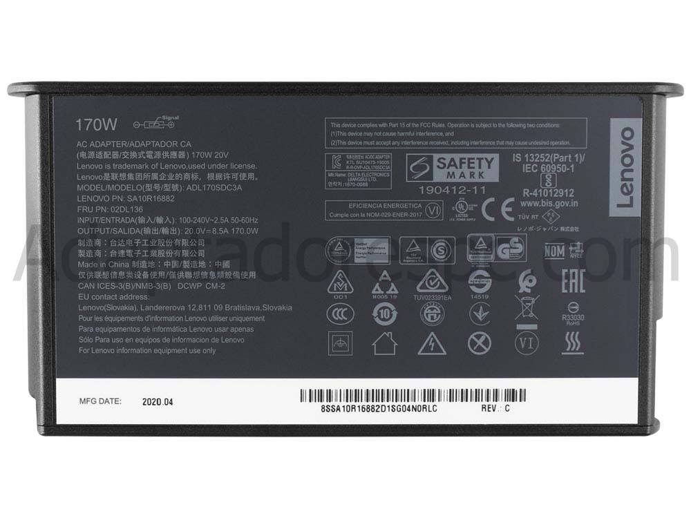 Original 170W Lenovo ADL170SDC3A AC Adaptador Carregador