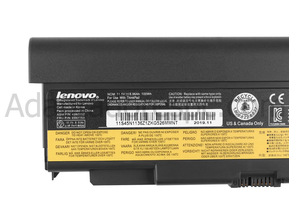 Original 100Wh Bateria Lenovo 45N1153 45N1158