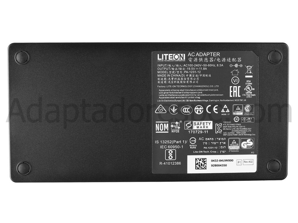 Original 230W Slim Acer Predator 15 G9-593-55JH AC Adaptador Carregador