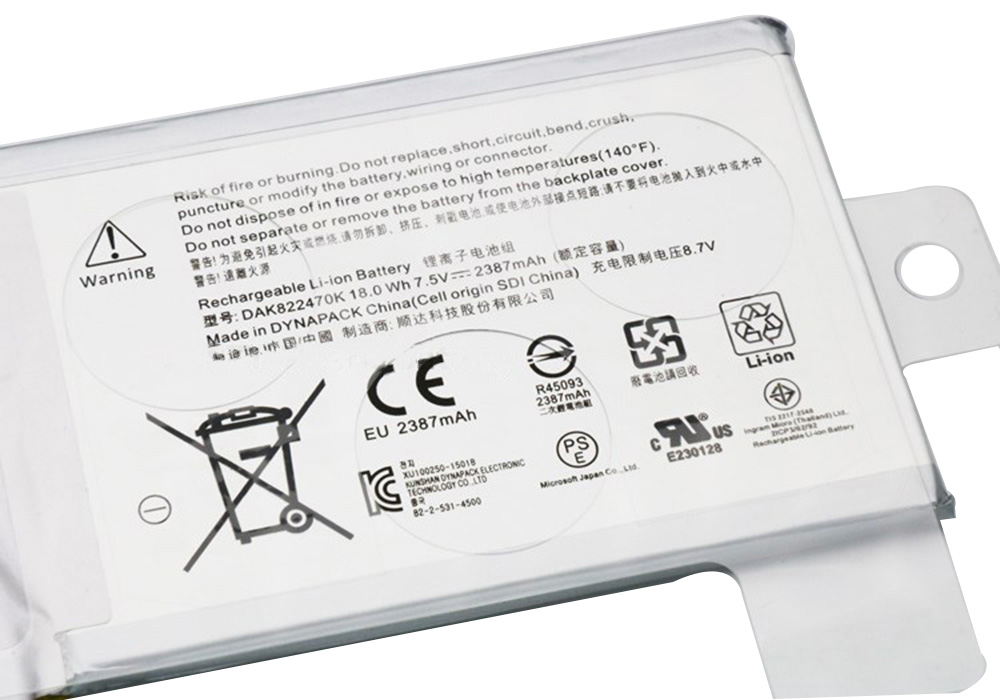 Original Bateria Microsoft Surface 1704 2387mAh 18Wh 2-Células