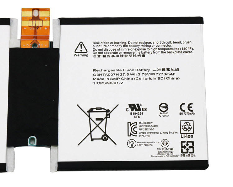 Original Bateria Microsoft Surface 3 1657 7270mAh 27.5Wh 2-Células