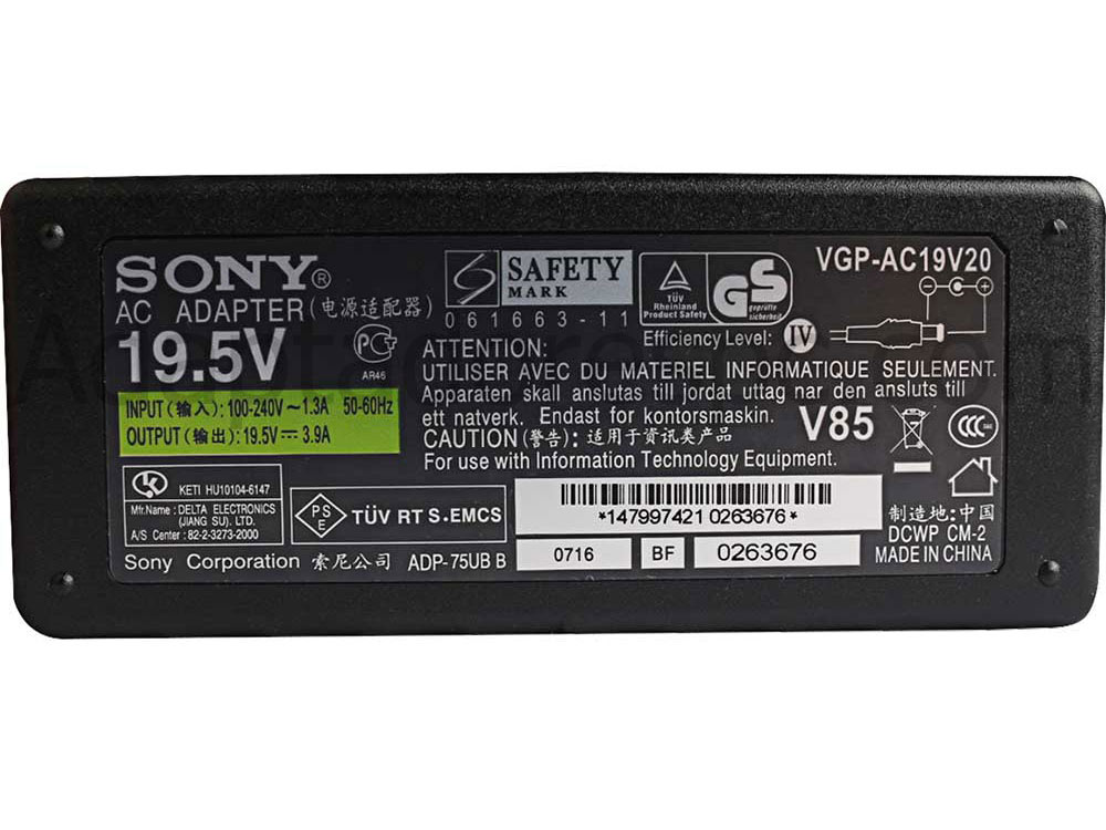 Adaptador AC Carregador Original Sony Vaio SVE151D11T 75W + Cabo